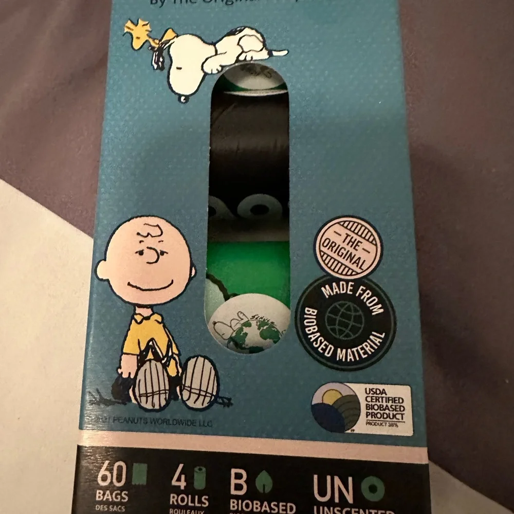 Peanuts Dog Waste Bags - Blue and Black